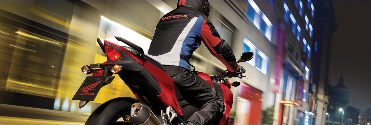 Honda CBR and rider in tunnel