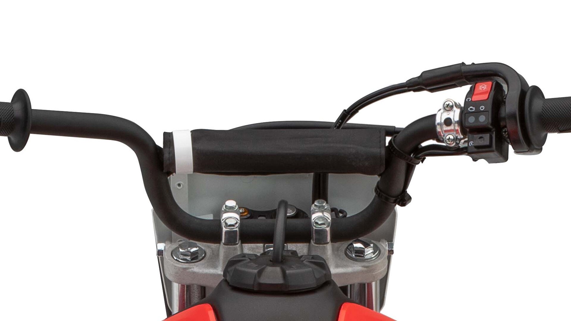 Close-up on front handle bars and ignition