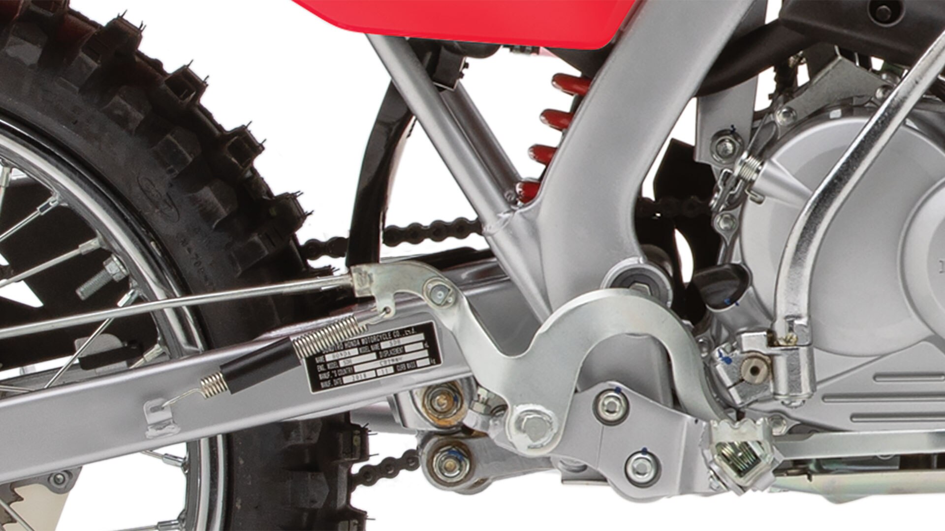 Close-up of Pro-Link single-shock rear suspension.