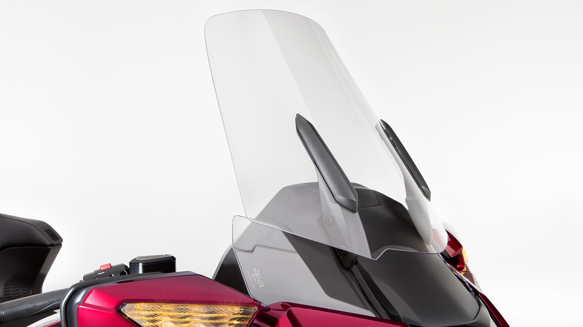 Close-Up. Side-View. Adjustable Electric Windshield.